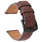 Fullmosa Watch Bands,18mm 20mm 22mm Quick Release Leather Watch Band Strap - Burnished Leather Watch Band Vintage Wristband for Men and Women(Dark Brown+Smoky Grey Hardware, 22mm)