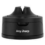 AnySharp Evo Knife Sharpener, Hands-Free Safety, PowerGrip Suction, Safely Sharpens All Kitchen Knives, Ideal for Hardened Steel & Serrated, World's Best, Compact, One Size, Black