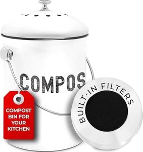 EPICA Countertop Compost Bin Kitchen | 1.3 Gallon | Odorless Composting Bin with Carbon Filters | Indoor Compost Bin with Lid | Stainless Steel Kitchen Composter for Food Scraps & Waste Recycling