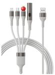 WiredCom Nylon Braided 1.2 Meter 4 in 1 USB 5A Fast charging cable with cigarette lighter + Type C + Miceo USB Compatible with car USB, iPhone,iPad and Smartphones (White)