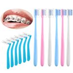 Fremouth V-Shaped Orthodontic Toothbrush for Braces, Soft Bristles, 6 Count, with Interdental Brushes