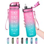 Enerbone 24 oz Water Bottle, Leakproof BPA & Toxic Free, Motivational Water Bottle with Times to Drink and Straw, Fitness Sports Water Bottle with Strap for Office, Gym, Outdoor Sports