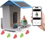 AshBeas Smart Bird Feeder Camera, AI Forever, 1080P HD Camera Auto Capture Bird Videos & Solar Panel, App Notify When Birds Detected, Bird House with Built-in Two-Way Microphone