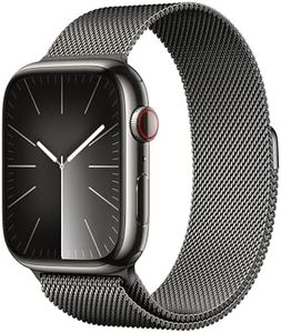 Apple Watch Series 9 [GPS + Cellular 45mm] Smartwatch with Graphite Stainless Steel Case with Graphite Milanese Loop. Fitness Tracker, ECG Apps, Always-On Retina Display