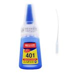 Super Glue Dries Instantly, 401 Strong Adhesive Bond Transparent All-Purpose for Plastic Wood Metal Rubber Leather Manicure DIY Crafts, 20g