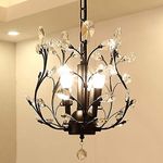 Ganeed Vintage K9 Clear Crystal Chandeliers,Ceiling Lighting,Pendant Lighting Flush Mounted Fixture with 3 Light for Living Room Dinning Room Restaurant Porch Hallway