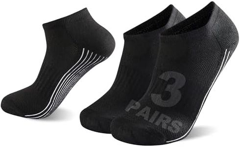 Sunew Bamboo Socks, Unisex Indoor Home Training Short Casual Soft Athletic Bamboo Fiber Socks for Running Hiking Black L 3 Pairs
