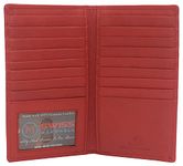 Marshal Bifold Leather RFID Blocking Wallet For Men & Women | Genuine Leather Holder With 19 Slots, 2 Bill Compartments & ID Window | For Credit/Debit Cards, Money & More (CN Red), CN Red, One Size