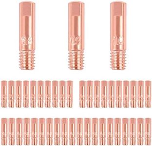 FBBULES 40 Piezas Soldadura Contacto Punta 0,8 mm 0,9 mm 1,0 mm Soldadura Boquillas Cobre Contacto Consejos para 15AK Antorcha de Soldadura Consumibles