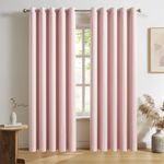 DUALIFE Blackout Curtains Baby Pink 90 Inch Length - Bedroom Black Out Drapery Room Darkening Curtains for Nursery Thermal Insulated Grommet Curtain Panel Pair 60 x 90 Inches Long, 2 Panels