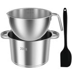 LCZNXJJY Double Boiler Melting Pot w Silicone Spatula, Stainless Steel Steam Melting Pot 1.82QT Chocolate Melting Pot 2.54QT Boiling Water Pot for Melting Chocolate Candy Butter Cheese & Candle Making