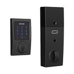 Schlage Lock Company BE469ZP CEN 622 Schlage Connect Smart Deadbolt with Alarm with Century Trim in Matte Black, Z-Wave Plus Enabled