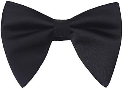 Lovacely Mens Oversized Satin Silk Bow Tie Solid Color Formal Tuxedo Big Bowtie Satin Black