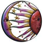 TERESA'S COLLECTIONS 22 inch Large Metal Wall Art Sun Moon Stars for Garden Outdoor Decor, Vivid Sun Face Celestial Hanging Wall Sculptures for Outside Patio Lawn Yard Home Decoration, Housewarming