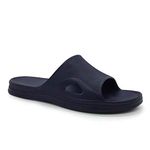 HEVA Shower Slide Open Toe Sandals Mens Bathroom Slippers Beach Indoor House Shoes（11UK 45EU,Navy）