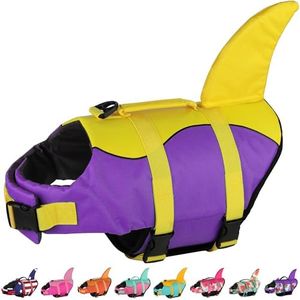 Dogcheer Dog Life Jacket, Cute Shark Dog Life Vest for Swimming Boating with Superior Buoyancy and Rescue Handle, Adjustable Pet Safety Swim Vest Flotation Lifesaver for Puppy Small Medium Large Dogs