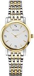 Bulova Diamond Women's Quartz Watch with Silver Dial Analogue Display and Gold/Silver Ion-Plated Bracelet 98P115