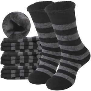Sunew Sport Skiing Socks 4 Pack,Cold Weather Outdoor Comfort Heavy Fuzzy Heat Mid-Calf Snowboarding Thermal Socks,Women Indoor Warm Thick Boot Slipper Socks for Men Size 13-15,Black Grey Large