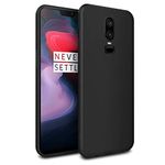 Amazon Brand - Solimo Protection Matte Finished Back Cover Case for OnePlus 6 | Rubberized TPU | Slim Thin Soft Matte Flexible Matte Touch Shockproof - Matte Black