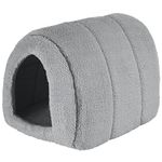 Me and My Pet Soft Fluffy Grey Fleece Igloo Bed for Cat or Kitten or Puppy Dog