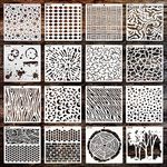 DREMISI 16Pcs Stencils for Painting Reusable Stencils Wall Stencil DIY Craft Template Spray Paint Stencils Marble Crackle Tile Texture Paint Art Stencils for Canvas Wood Floor Home Decor, 6 x 6 Inch