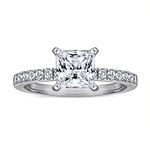Epinki 925 Sterling Silver Wedding Rings, Women Classic Style 4 Prong Inlay Cubic Zirconia Ring Engagement Rings Size N 1/2