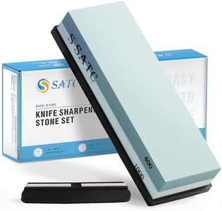SATC Dual-Grit Sharpening Stone for Kitchen Knives 400 1000 Grit Whetstone Kitchen Knife Sharpening Stone Wet Stone Kitchen Knife Sharpener with a Holder and Guided Angle