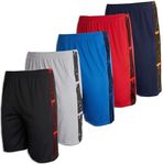 Real Essentials Mens Mesh Shorts Active Wear Athletic Short Men Basketball Pockets Workout Gym Soccer Running Summer Fitness Quick Dry Casual Clothes Sport Training Hiking, Set 4, 3XL, Pack of 5