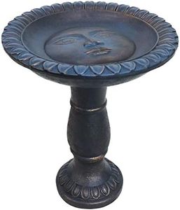 Sunnydaze Façade du Soleil 26-Inch Glass Fiber Reinforced Concrete Bird Bath - Blue/Gray