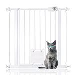 Bettacare Pet Gate with Lockable Cat Flap, 75cm - 83cm, White, 75cm in Height, Dog Safety Barrier with Cat Flap, Easy Installation