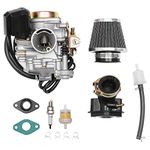 PD18J Carburetor 18mm Replacement for GY6 49cc 50cc 80cc 139QMB 139QMA 4 Stroke Moped Engine for Taotao Kymco Scooter with Fuel Filter Spark Plug Intake Manifold