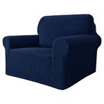 MAXIJIN Stretch Chair Cover Chair Slipcovers with Arms, 1-Piece Couch Sofa Chair Covers for Living Room, Non Slip Armchair Cover (31"-46") Furniture Protector Dogs Pet Friendly (Chair, Navy Blue)