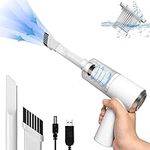 RealPlus Mini Car Vacuum Cleaner Cordless, Rechargeable 50W 6000PA Handheld Vacuum Cleaner with LED Light for Car/Pet/Keyboard/Computer/Desk/Drawer Cleaning (WHITE)