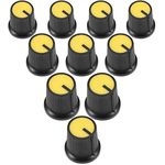 uxcell 10Pcs 15x15mm Plastic Potentiometer Volume Control Rotary Knob Knurled Shaft Hole Yellow,for 6mm Diameter Shaft Guitar Volume Knob.