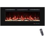 VINEMOUNT 30" Electric Fireplaces Inserts, Recessed & Wall-Mounted Fireplace Heater with Thermostat, Multicolor Flames,Timer, Black…