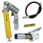 LockNLube 2-in-1 Pneumatic Grease Gun with Single Shot & Continuous modes. Single-shot and continuous delivery modes in one grease gun! Easily switch delivery mode with The sliding selection lever.
