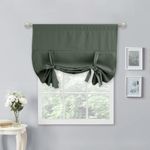 NICETOWN Tie Up Curtains - Bedroom Window Shade Room Darkening Roman Shade Drapes Rod Pocket Valance Elegant for Home Decoration, 1 Panel, 40 x 54 inches, Dark Mallard