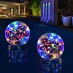 FineBud Floating Pool Lights,Solar Pool Lights That Float with RGB Color Changing Pool Floating Lights,IP68 Waterproof Pool Lights with Dynamic Lighting Effects,Glow Globe Pool Lights for Bathtub-2PCS