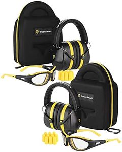 TRADESMART Shooting Range Earmuffs and Glasses – Safety Eye and Ear Protection (Clear, 2xYellow)
