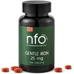 NFO Gentle Iron [100 Tablets] Norwegian Natural High Dose Iron Complex with The Patented Ferrochel Formula The Most bioavailable Form Against Iron Deficiency More efficient by 90% Suitable for Vegans