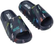 Bioworld ACDC Rainbow Thunderbolt Logos Men's Blue Slide Sandals -Small