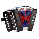 Accordion 10 keys Button Accordion,Musical Instrument,Mini Accordian for Beginners (Black)