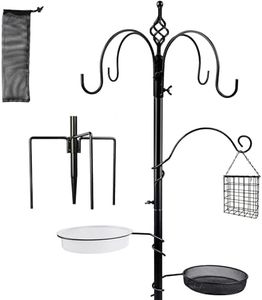 yosager Premium Bird Feeding Station Kit, 77" x 19" Bird Feeder Pole, Deluxe Multi Feeder Hanging Kit with Metal Suet and Bird Bath for Wild Birds Watching, Birdfeeder and Planter Hanger