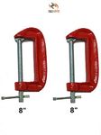 KROST Heavy Duty C and G Clamp Set, 8" C-Clamp for Metalworking, Woodworking, 8-Inch Max Jaw Opening, Red (Pack f 2)