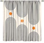 Modern Mid Century Curtains Abstract Sun Minimalistic Cute Curve Rainbow Print Beige Geometric Terracotta Contemporary Art Neutral Boho Decor Window Drapes for Living Bedroom 72x63in