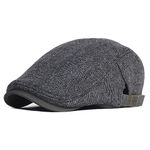 JAOAJ Men Flat Cap Newsboy Hat Cotton Beret Adjustable Cabbie Ivy Gatsby Scally Cap Grey