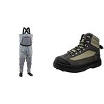 FROGG TOGGS Men's Hellbender Breathable Stockingfoot Fishing Chest Wader + Hellbender Fishing Wading Boot (in Felt or Cleated)