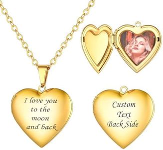U7 Women Locket Necklace That Hold Picture 18K Gold Plated Heart Lockets Pendant Customized Lover/Friends/Couple/Mother Jewelry I Love You to the Moon and Back Necklaces 18"
