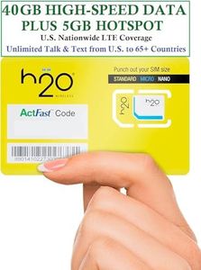 H2O Wireless U.S.A. SIM Card $50 Plan Triple-Cut SIM with Unlimited Data & International Talk & Text and 40GB High-Speed 4G LTE/5G Data with 5GB Hotspot (90-Day Plan) JZN Market