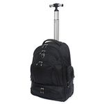 Wheeled Backpack Trolley Laptop Rucksack Cabin Hand Luggage Camping Hiking Travel Bag - RT633 (Black)